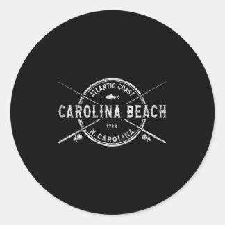 Carolina Beach Nc Vintage überquerte Angelroten Runder Aufkleber