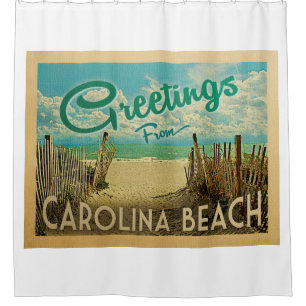 Carolina Beach Vintage Reisen Duschvorhang