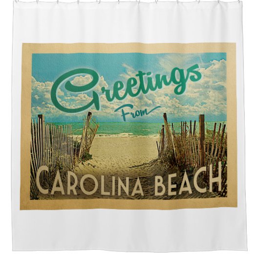 Carolina Beach Vintage Reisen Duschvorhang (Vorderseite)