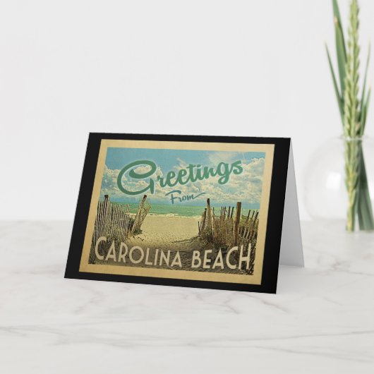 Carolina Beach Vintage Reisen Karte (Vorderseite)