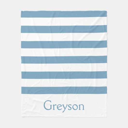 Carolina blau und weiße Streifen personalisiert Fleecedecke (Vorderseite)