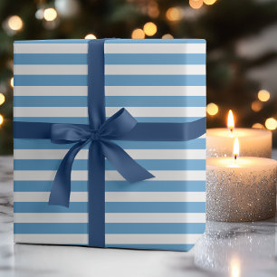 Carolina Blau Weiß, einfach, horizontal gestreift Geschenkpapier