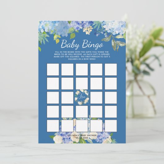 Carolina Bloom | Baby Shower Bingo Game Einladung (Stehend Vorderseite)