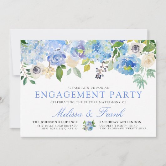 Carolina Bloom| Verlobungsparty Einladung (Vorderseite)