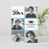 Carolina Blue Abschluss Einladung, 7 Zoll x 5 Zoll Einladung (Stehend Vorderseite)