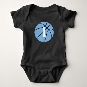 Carolina Blue Basketball Jersey Number Baby Strampler