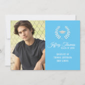 Carolina Blue Cap & Blätter Grad Einladung 5" x 7" (Vorderseite)