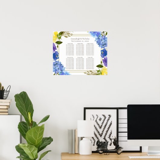 Carolina Blue Floral Bortered Chart Poster (Heimbüro)