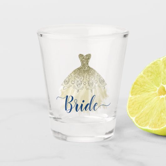 Carolina Blue Golden Dress for Bridge Schnapsglas (Vorderseite)