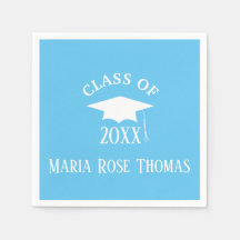 Carolina Blue Grad Cap & Blätter Paper Napkins