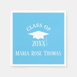 Carolina Blue Grad Cap & Blätter Paper Napkins Serviette