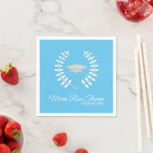 Carolina Blue Grad Cap & Blätter Paper Napkins Serviette (Beispiel)