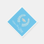 Carolina Blue Grad Cap & Blätter Paper Napkins Serviette (Ecke)