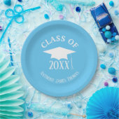 Carolina Blue Grad Cap und Blätter Paper Tellers 9 Pappteller (Party)