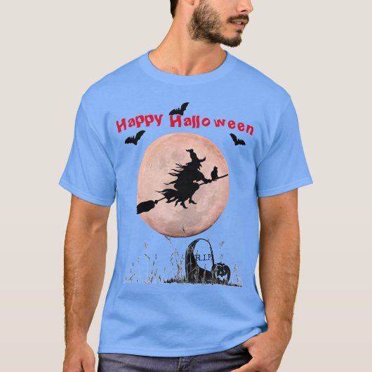 Carolina Blue Halloween Hexe T-Shirt (Vorderseite)