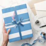 Carolina Blue White Classic Horizontal Streifen Geschenkpapier<br><div class="desc">Carolina Blau und Weißes klassisches,  horizontal gestreiftes Schleifpapier</div>