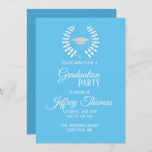 Carolina Cap & Blätter Grad Einladung 5" x 7" (Vorne/Hinten)