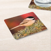 Carolina Chickadee in Blue Atlas Cedar Rechteckiger Pappuntersetzer (angewinkelt)