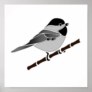 Carolina Chickadee Songbird Illustriert Poster