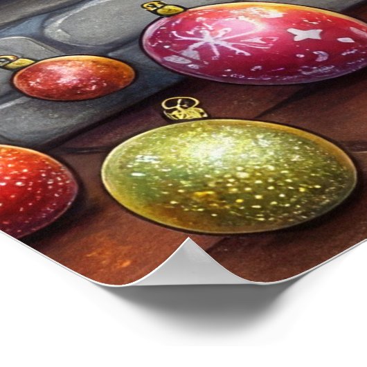 Carolina Dog Fireplace with Christmas Lights Poster (Ecke)