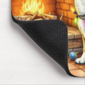 Carolina Dog Kamin mit Weihnachtslichtern Mousepad (Ecke)