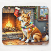 Carolina Dog Kamin mit Weihnachtslichtern Mousepad (Vorne)