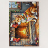 Carolina Dog Kamin mit Weihnachtslichtern Puzzle (Vertikal)
