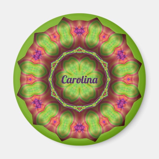 CAROLINA ~ Kalkgrün rosa Lila Design ~ Magnet (Vorne)