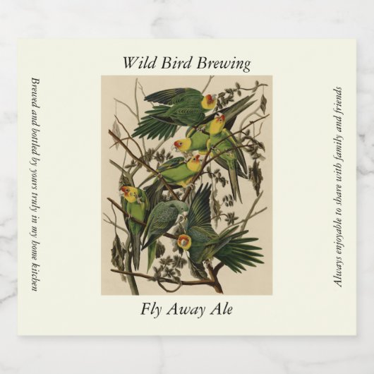 Carolina Parrot von Audubons Vögeln von Amerika Bierflaschenetikett (Einzelnes Label)