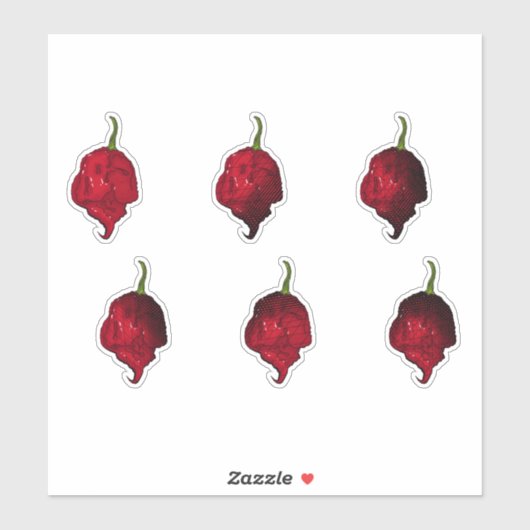 Carolina Reaper Chilli Pepper Sticker Set (Blatt)