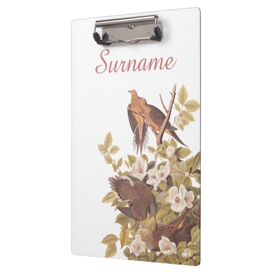 Carolina Turtle Dove Familie Personalisierte Kunst Klemmbrett (Links)