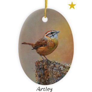 Carolina Wren Bird Malerei Custom Year Weihnachten Keramik Ornament