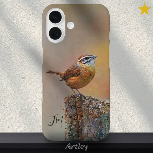 Carolina Wren Bird Painting Initials Individuelle  Case-Mate iPhone Hülle