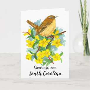 Carolina Wren Bird Yellow Jessamine Blank Karte