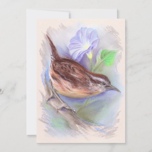 Carolina Wren mit den Blume der Morning Glory Einladung (Vorderseite)