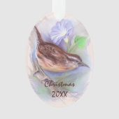 Carolina Wren mit den Blume der Morning Glory Ornament (Vorderseite)