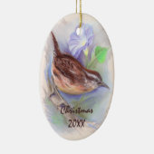 Carolina Wren mit Morning Gloriage Blume Urlaub Keramikornament (Rechts)