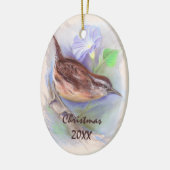 Carolina Wren mit Morning Gloriage Blume Urlaub Keramikornament (Links)