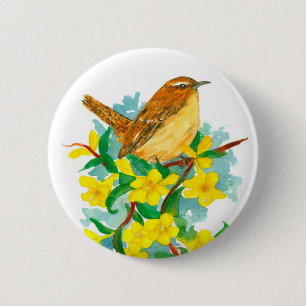 Carolina Yellow Jessamine Blume Wren Bird Button