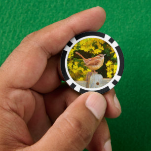 Carolina-Zaunkönig-Gemälde - Originale Wildvogel-K Pokerchips