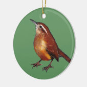 Carolina-Zaunkönig im Öl-Pastell: Vogel, Keramikornament (Links)