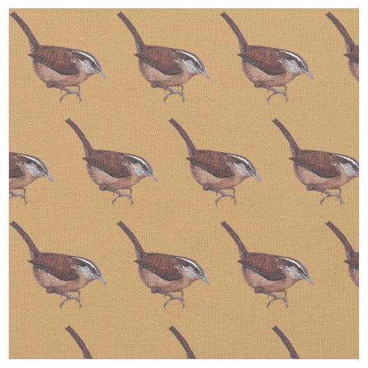 Carolina-Zaunkönig-Vogel-Kunst-Gewebe Stoff (Nahaufnahme)