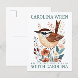 Carolina-Zaunkönig-Vogel von South Carolina Reise Postkarte