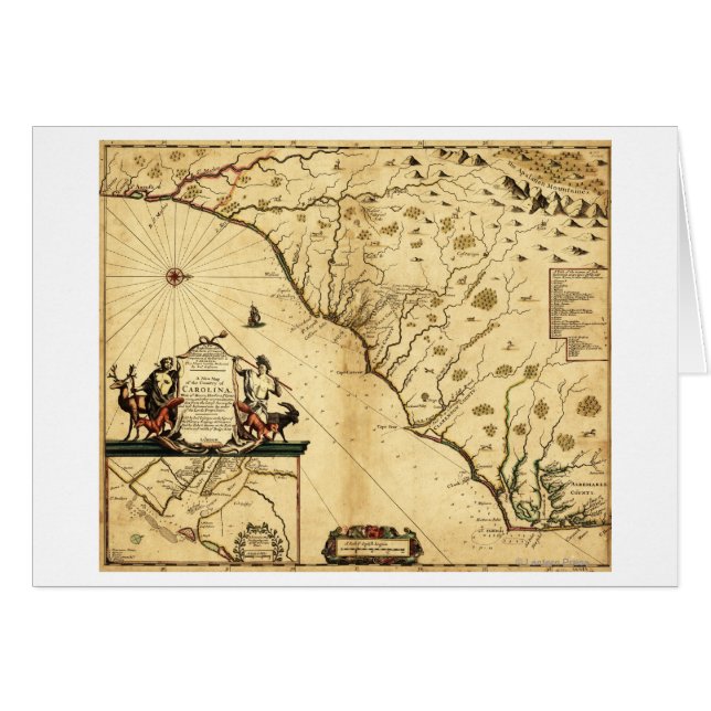 Carolinas mit Nord nach rechtsPanoramabalkarte (Vorderseite (Horizontal))