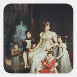 Caroline Bonaparte und ihre Kinder Quadratischer Aufkleber