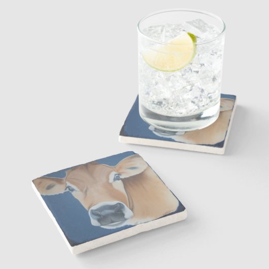 "Caroline Cow Steinuntersetzer (Seitenansicht)