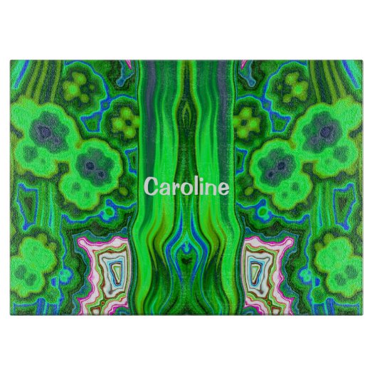 CAROLINE ~ Grünrosa originales Fraktal Design Schneidebrett (Vorderseite)
