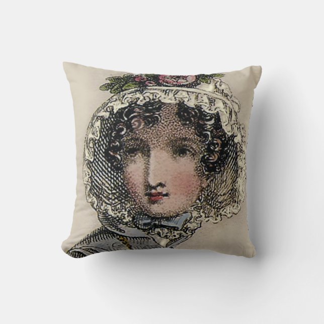 Caroline, Jane Austen inspirierte schwarz, romanti Kissen (Vorderseite)