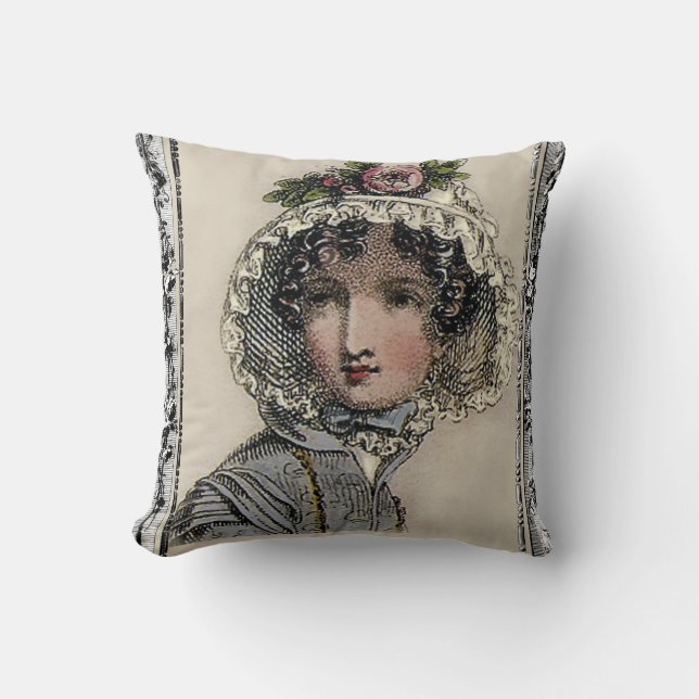 Caroline, Jane Austen inspirierte schwarz, romanti Kissen (Vorderseite)