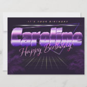 Caroline Name Vorname lila retro Karte Geburtstag (Vorderseite)